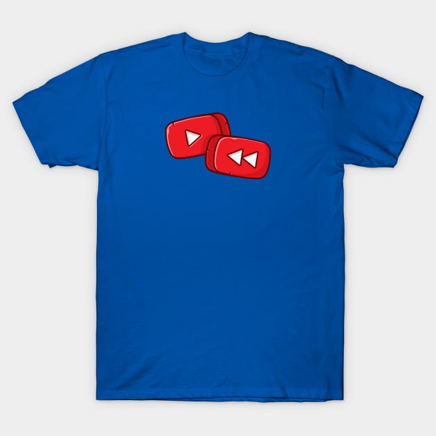 Red Play Button in Rounded Rectangle Music Cartoon Vector Icon Illustration T-Shirt by Catalyst Labs